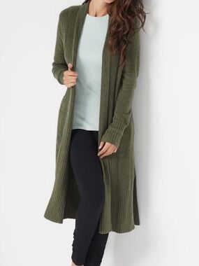 Barefoot Dreams Cozychic Lite Catalina Long Cardigan Olive Green Size 2X